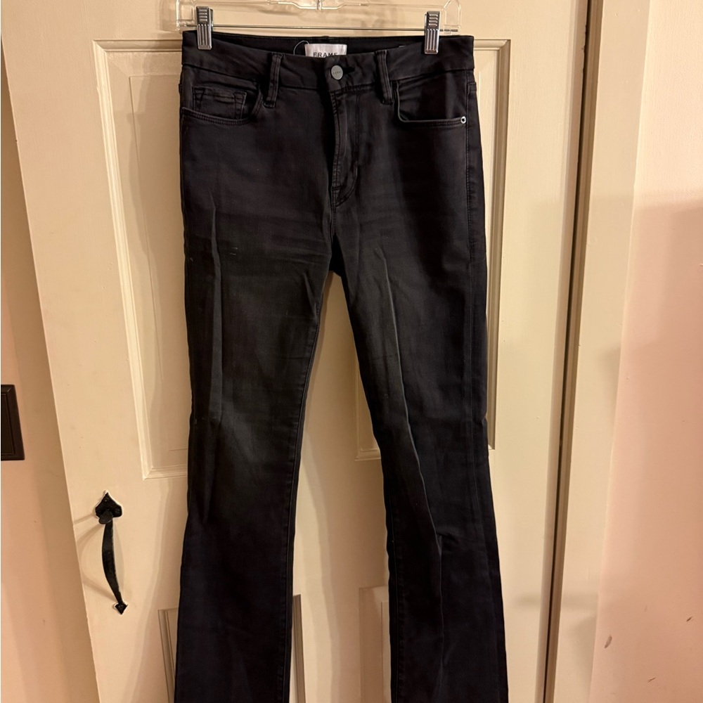 Frame Denim Women's Black Straight Leg Jeans